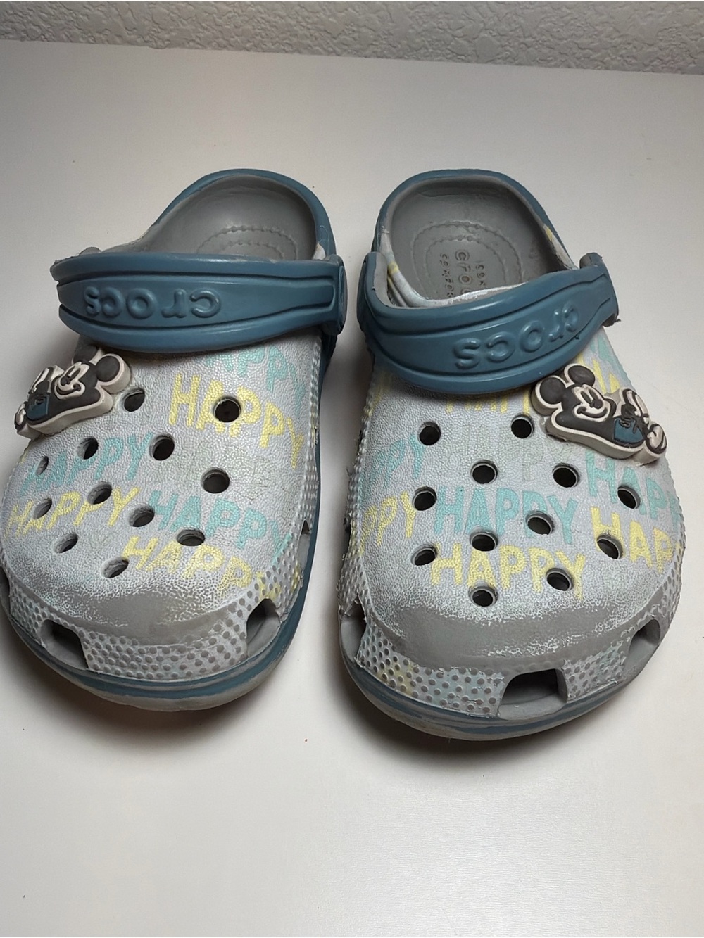 CROCS Light Blue Mickey 'Happy' Kids Water Clogs with Strap